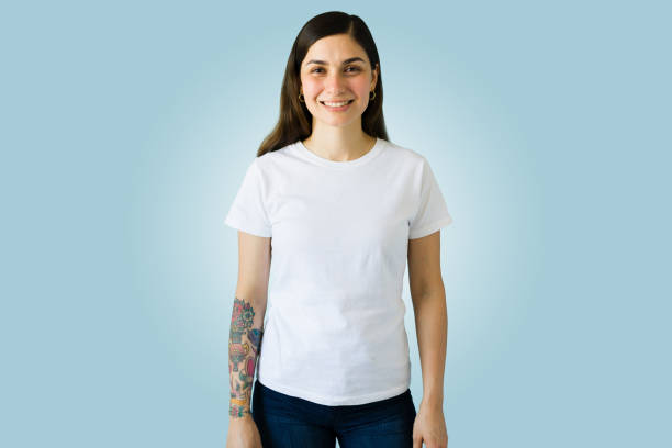 istock Cheerful woman with a casual tee 1339560657