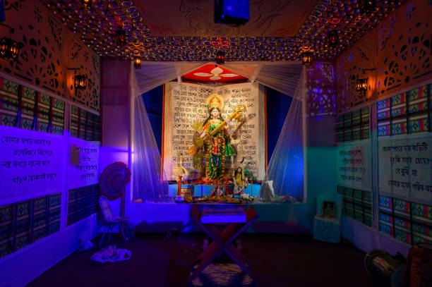 istock Goddess Saraswati being worshipped, Howrah, West Bengal. India 1339565971