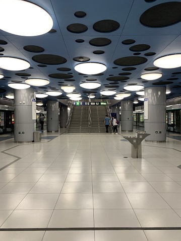 September 5, 2021: Beijing Line 8 Subway Olympic Park Station Platform