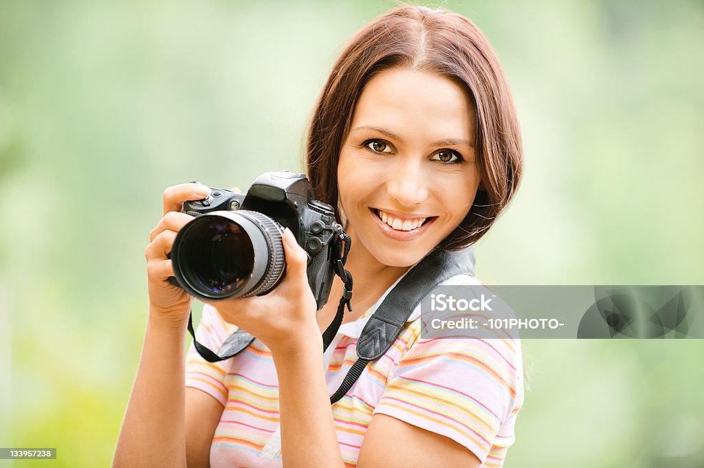 Linda garota com uma câmera - Foto de stock de Adulto royalty-free