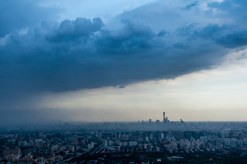 Rainy day in beijing skyline