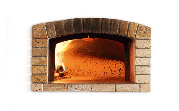 horno para pizza tradicional (aislado en blanco - stone textured italian culture textured effect fotografías e imágenes de stock