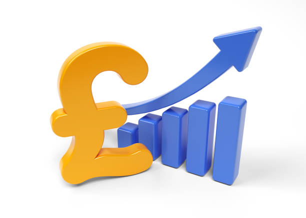 istock Blue-colored finance graph and yellow-colored pound sign. 1339583037