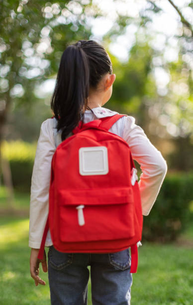 istock Little girl carrying school bag 1339583810