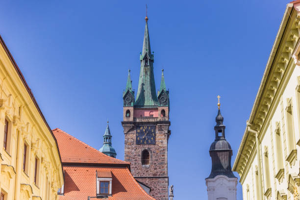 istock Black and white tower in historic city Klatovy 1339588280