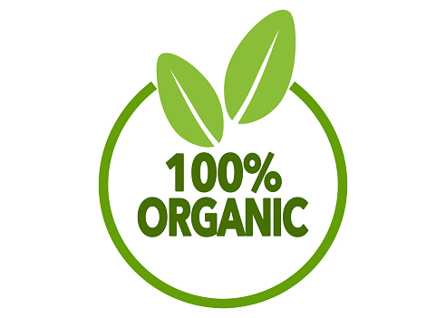 100 % Organic badge label icon, isolated on white background