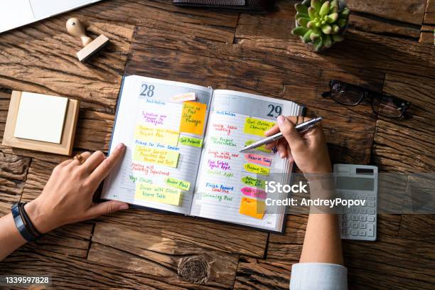 Calendar Schedule Agenda Or Organizer Stock Photo - Download Image Now - Personal Organizer, Calendar, Women