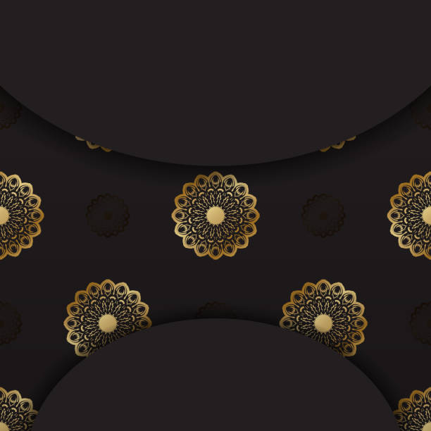 istock Black color banner template with golden indian ornament 1339603595