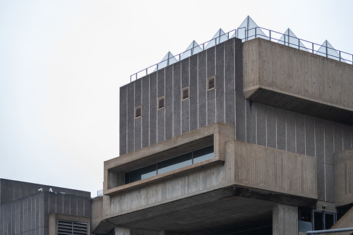 Brutalist architecture looking like a face in the London South Bank