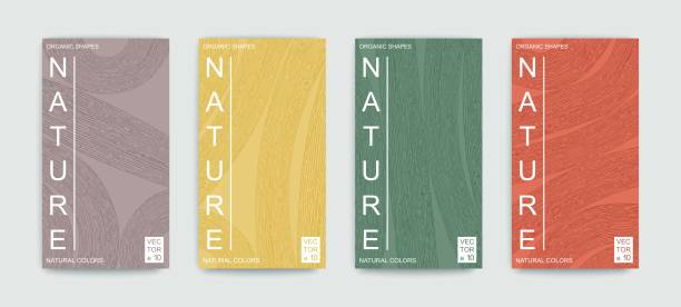 set of covers with pattern of organic lines and shapes. natural texture of vegetative lines. minimalistic trendy style. vector templates - nature stock illustrations
