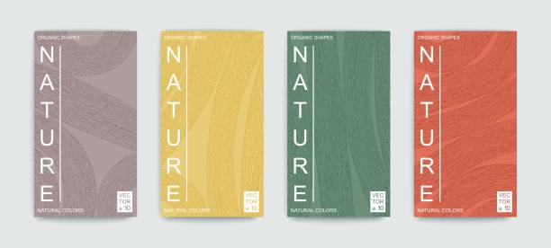 Set of covers with pattern of organic lines and shapes. Natural texture of vegetative lines. Minimalistic trendy style. Vector templates Set of covers with pattern of organic lines and shapes. Natural texture of vegetative lines. Minimalistic trendy style. Vector graphics spa stock illustrations