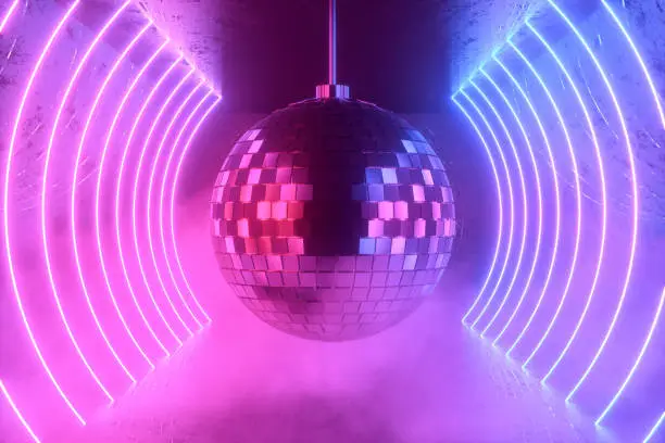 Photo of Disco Ball Neon Party Lights with Smoke
