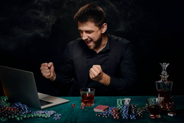 istock Bearded online casino player man celebrating victory 1339618374