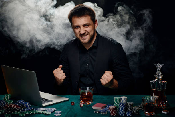 istock Bearded online casino player man celebrating victory 1339618383