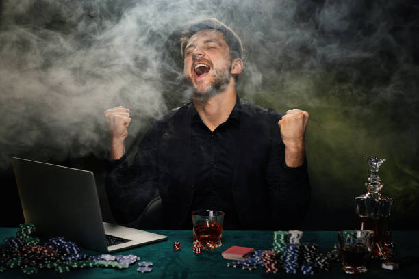 istock Bearded online casino player man celebrating victory 1339618425