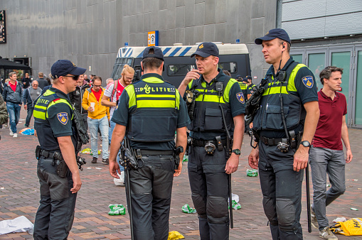 Policemen At The Around The Johan Cruijff Arena Stadium At Amsterdam The Netherlands 20-9-2018