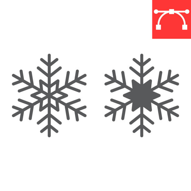illustrations, cliparts, dessins animés et icônes de ligne de flocon de neige et icône de glyphe - solid backgrounds abstract simplicity