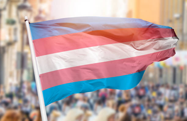 transgender flag blowing Shot of the transgender flag blowing in the wind at street transgender person photos stock pictures, royalty-free photos & images