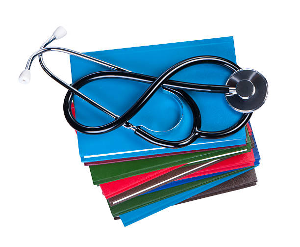istock Medical stethoscope on books isolated. 133962610