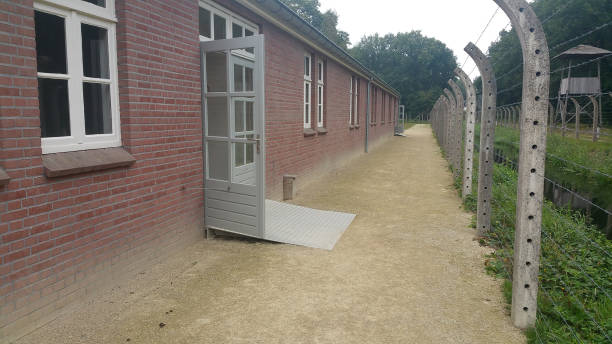 Vught, The Netherlands - September 8, 2020: Herzogenbusch (Kamp Vught, Hertogenbosch) concentration camp memorial site. Summer cloudy day