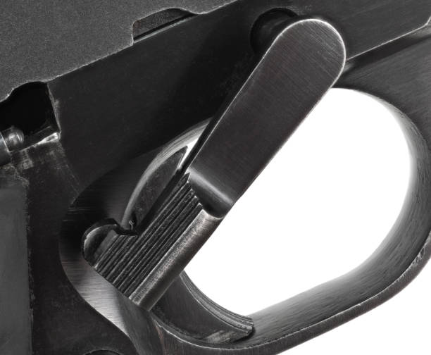 istock Takedown lever rotated open on a semi auto pistol 1339636432