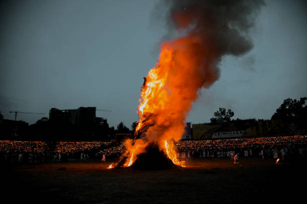 Bonfire at meskal square during the meskal Celebration , Finding of the true cross