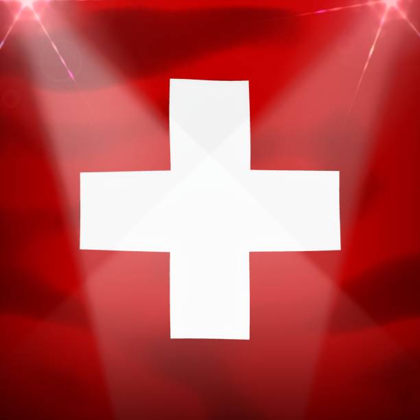 istock Swiss flag - realistic waving fabric flag 1339640148