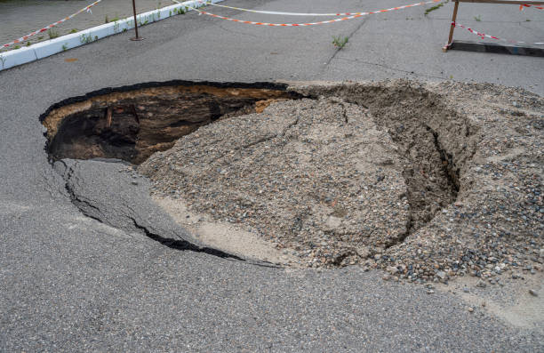istock Road is damaged requires repair and maintenance. 1339641647
