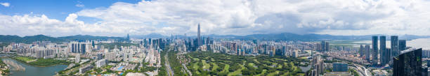 istock Aerial panoramic view of modern city skyline 1339651456