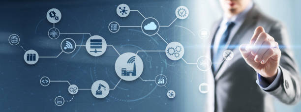 Automation Smart Industry icons. Internet of things IOT stock photo