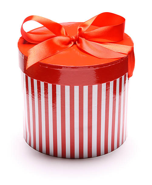 istock Image of striped giftbox isolated on white background 133965759