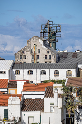 View to an abandoned sugar factory in Ponta Delgada which is the main city on the Azorean islands