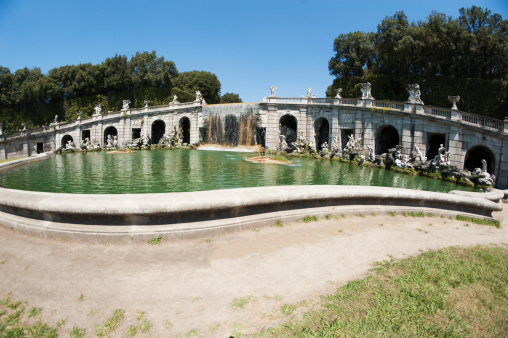 The Fountain of Aeolus is one of the beautiful fountains that adorn the gardens of the Reggia di Caserta and