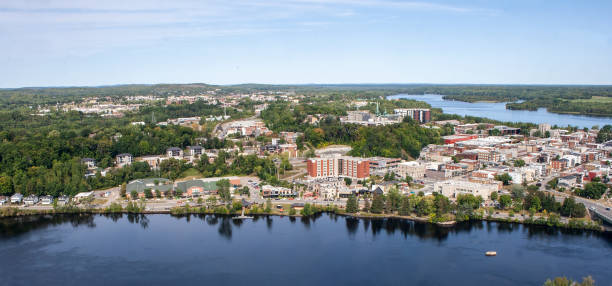 aerial View of Shawinigan from La Cite de l'Energie, Quebec, Canada stock photo