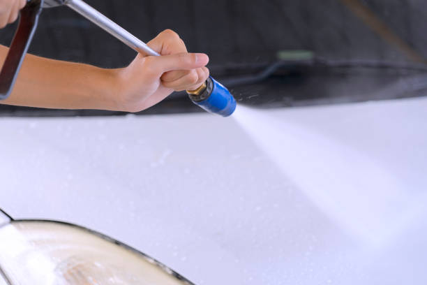 Car service and Car wash. Customer bring car for wash and clean at car service station. Blue collar and service business.