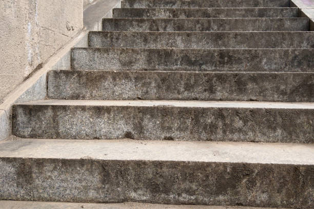 istock View up the gray street concrete staircase. 1339669277