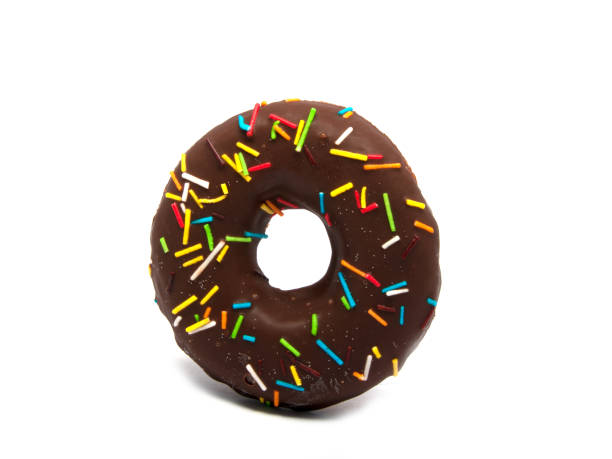 istock Chocolate exclusive dessert donut isolated on the white 1339670078