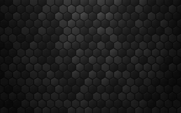 ilustraciones, imágenes clip art, dibujos animados e iconos de stock de fondo abstracto hexagonal. diseño de panal oscuro. textura de metal negro. efecto carbono gris. fondo de acero con sombra. ilustración vectorial - gray background audio