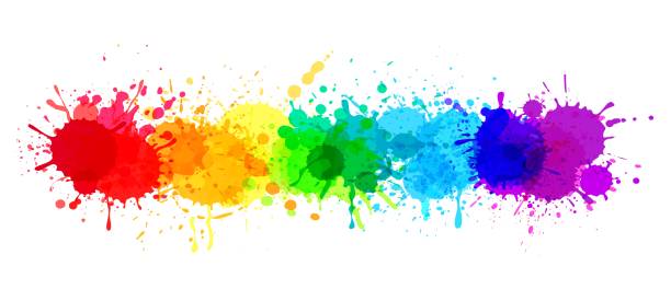 istock Paint splatter banner, rainbow watercolor paint stains. Colorful splattered spray paints, abstract color ink explosion vector background 1339675276