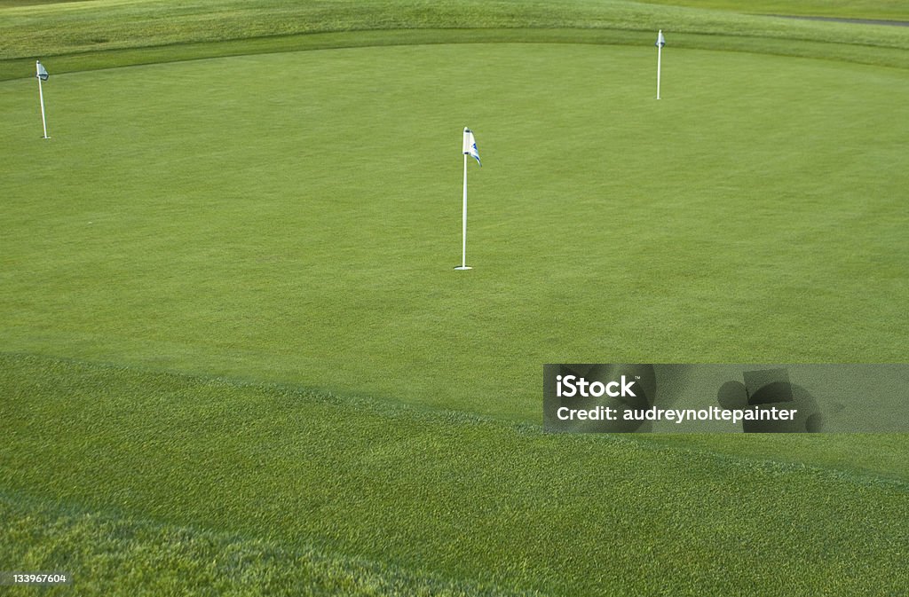 Leere golf putting green in der Abenddämmerung mit ersten Schnitt - Lizenzfrei Einlochen - Golf Stock-Foto