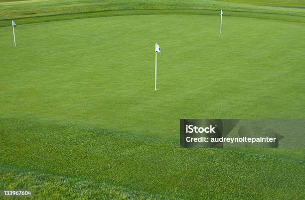 Leere Golf Putting Green In Der Abenddämmerung Mit Ersten Schnitt Stockfoto und mehr Bilder von Einlochen - Golf