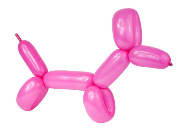 istock Pink craft balloon dog isolated on the white 1339677526