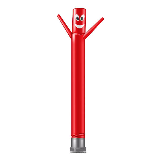 Red inflatable dancing tube man isolated on white background, realistic vector illustration. Advertising air dancer Red inflatable dancing tube man isolated on white background, realistic vector illustration. Advertising air dancer inflatable stock illustrations