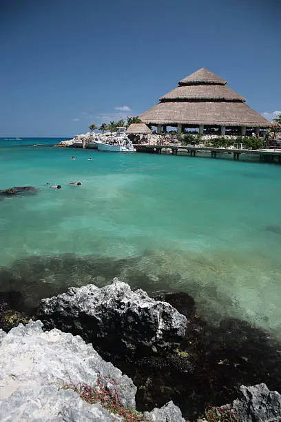 Xcaret is a famous and typical Caribbean Sea waterpark, the water is crystal clear, near playa del carmen, in Mexico