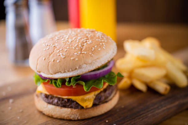 istock fresh cheese hamburger on wooden cutting board 1339681467