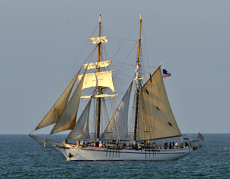 Wooden Vessel sailing on the Pacific Ocean