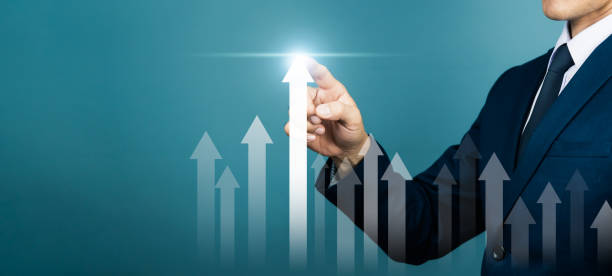 istock Businessman analyzing sales data and economic growth graph chart. Business strategy. Abstract icon. Digital marketing. 1339686270