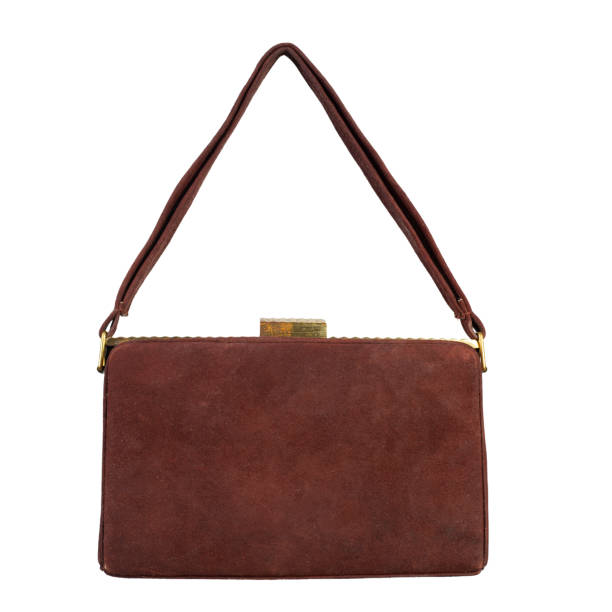 istock Vintage suede ladies bag isolated on white background. 1339687682