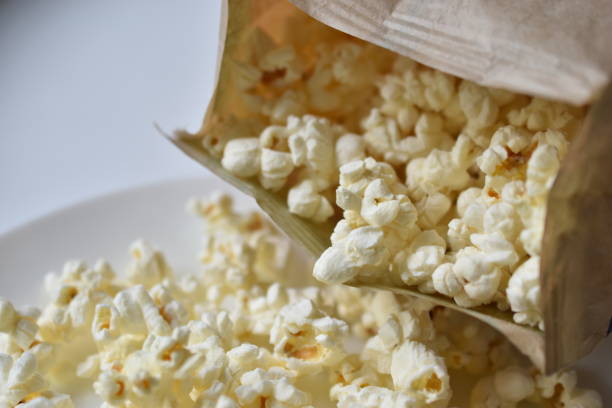 istock A bag of popcorn open on a plate in the kitchen 1339688234