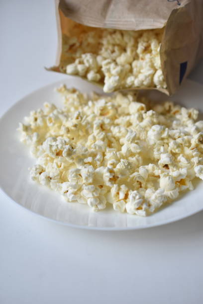 istock A bag of popcorn open on a plate in the kitchen 1339688239